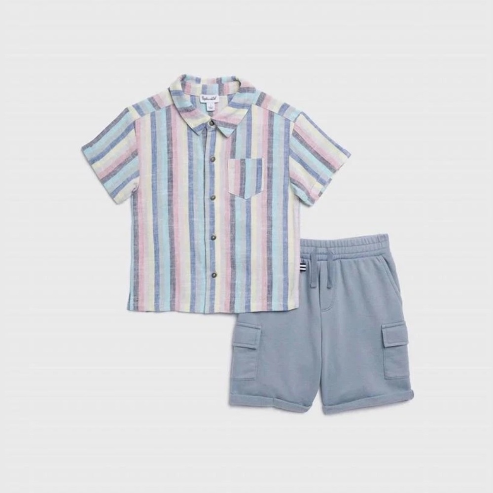 Splendid Boys' 2pc Santa Monica Linen-Blend Shirt & Short Set $68 Size 5
